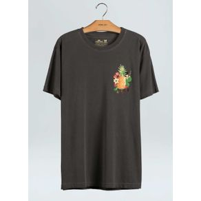 T-Shirt Stone Abacaxi Floral-Chumbo - G