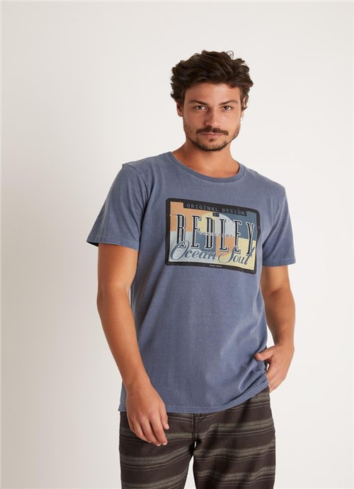 T-shirt Tinturada Silk Placa Vintage Azul Marinho G