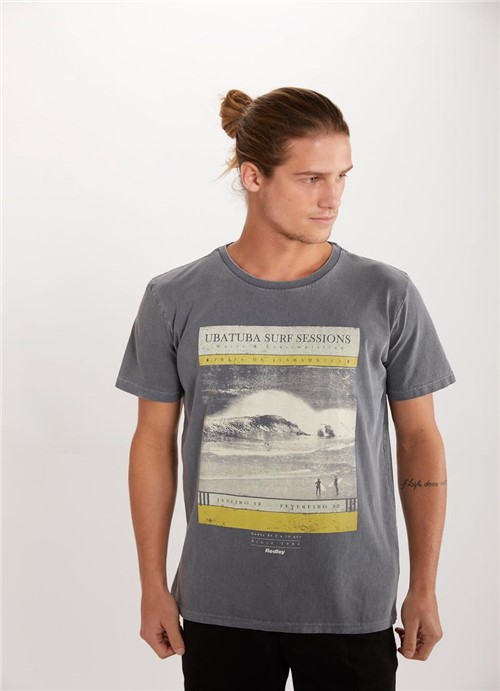 T-shirt Tinturada Silk Ubatuba Surf V Chumbo P