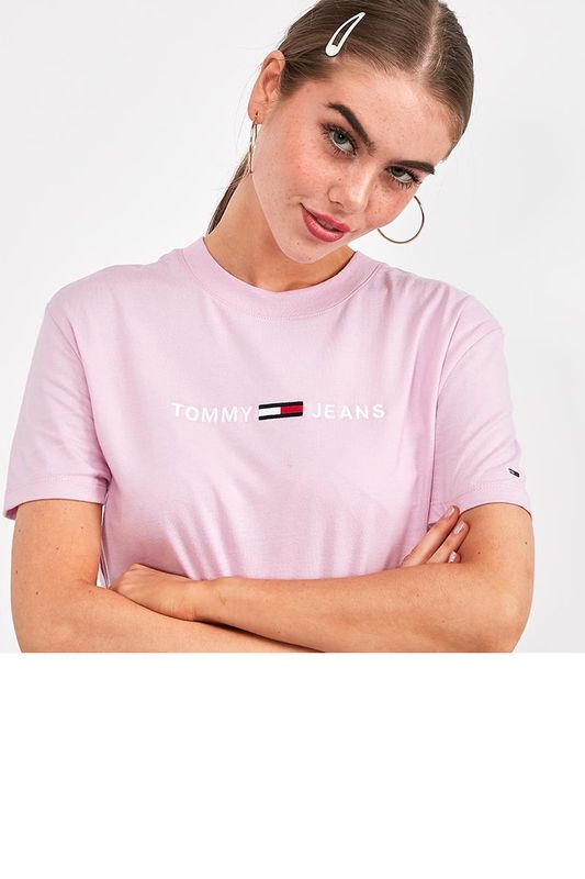 T-Shirt Tommy Jeans Clean Linear Lilás Tam. P
