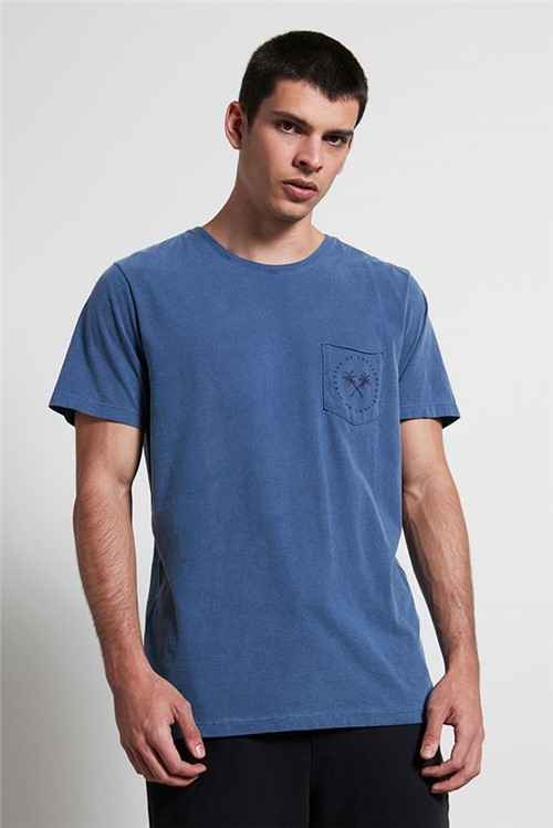 T-shirt Tropical Pocket Azul G