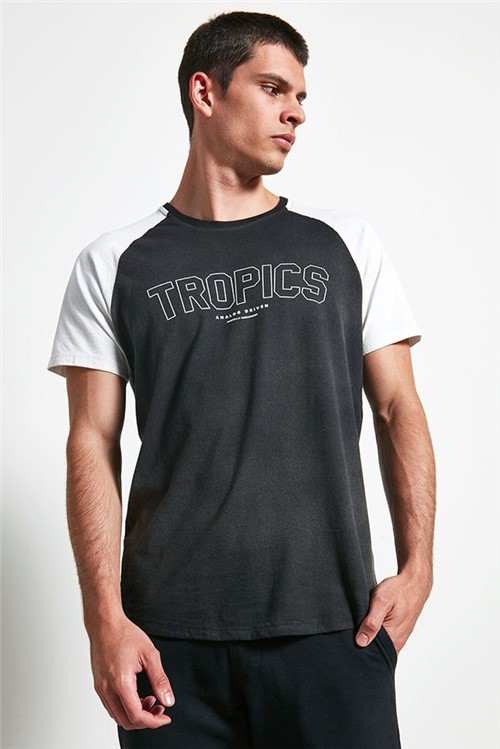 T-shirt Tropics Raglan Preto Gg
