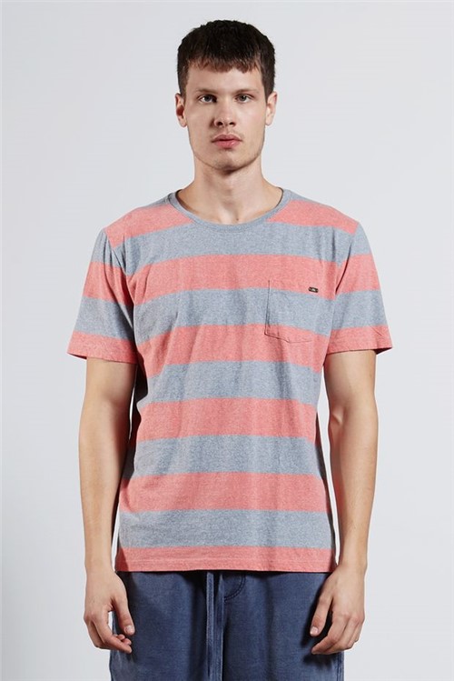 T-shirt Wide Stripe Pocket Coral G