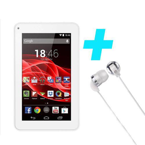 Tablet Branco M7s + Fone de Ouvido - Kit Multilaser