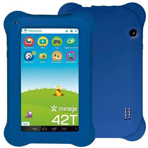 Tablet Infantil 7Pol Quad Core Dual Câmera 2MP + 1.3MP Android 4.4 Mirage 42T Azul