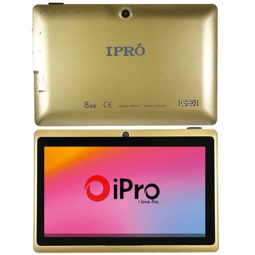Tablet IPro Mega 7'' 8GB Camera 2MP 1.3GHz Quad Core Wifi - Dourado