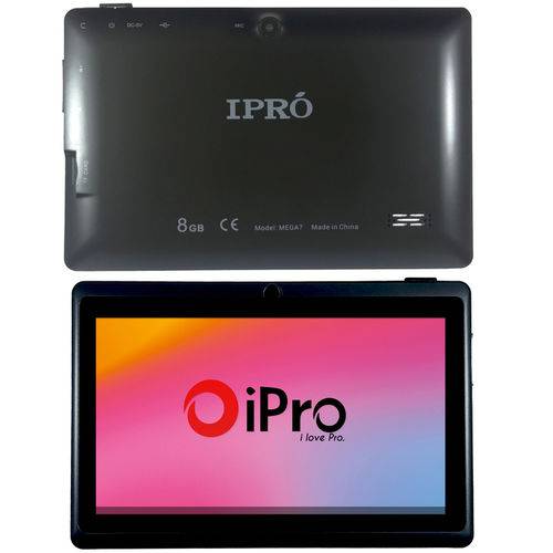 Tablet IPro Mega 7'' 8GB Camera 2MP 1.3GHz Quad Core Wifi - Preto