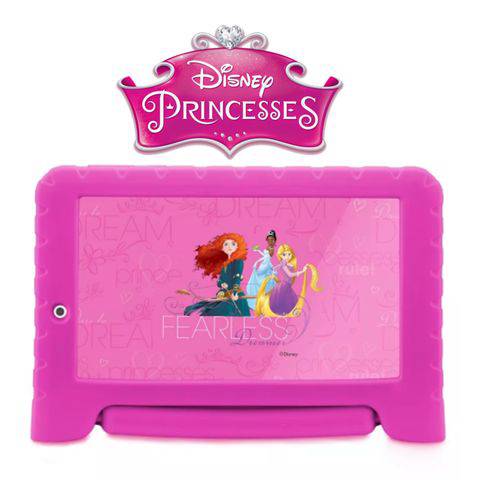 Tablet Kid Pad Nb281 das Princesas Disney com Capa Emborrachada Android 7.0 Multilaser 1gb de Ram 8gb de Armazenamento + Cartão de Memória 32 Gigas