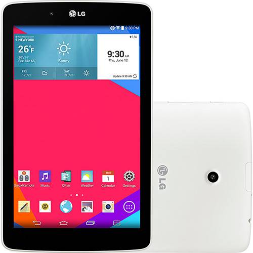 Tablet LG G Pad V400 8GB Wi-Fi Tela IPS WXGA 7 Android 4.4 Processador Qualcomm Quad Core 1.2 Ghz Branco