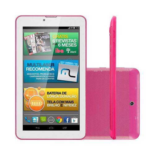 Tablet M7I-3G Quad 8GB 7" GPS Rosa Multilaser - NB246
