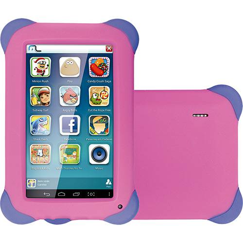 Tablet Multilaser Kid Pad 8GB Wi-Fi Tela 7" Android 4.2 Processador Dual Core 2x1,2GHz - Rosa