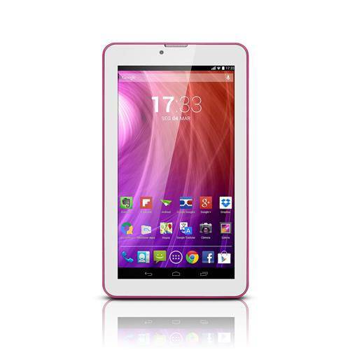 Tablet Multilaser M7i 7 Polegadas, Quad Core, 3g, Wi-Fi, Gps, Rosa
