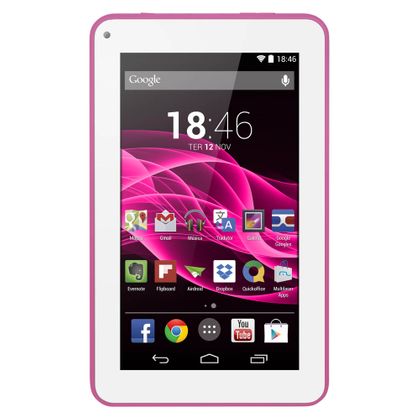 Tablet Multilaser M7S Rosa Quad Core Android 4.4 Kit Kat Dual Câmera Wi-Fi Tela Capacitiva 7" Memória 8GB - NB186 NB186