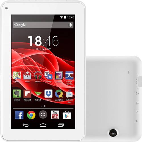 Tablet Multilaser ML Supra 8GB Wi-Fi Tela 7" Android 4.4 Quad Core - Branco