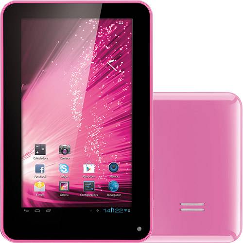 Tablet Multilaser NB045 com Android 4.1 Wi-Fi Tela 7" Touchscreen Rosa e Memória Interna 4GB