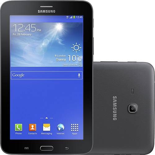 Tablet Samsung Galaxy Tab 3 Lite T111M 8GB Wi-fi + 3G Tela TFT HD 7" Android 4.2 Processador Dual-core 1.2 GHz - Preto
