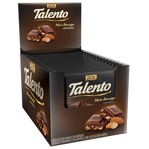 Tablete Chocolate Meio Amargo Amêndoas 12x90G - Garoto