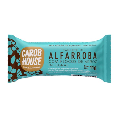 Tablete de Alfarroba com Flocos de Arroz Integral Carob House 11g