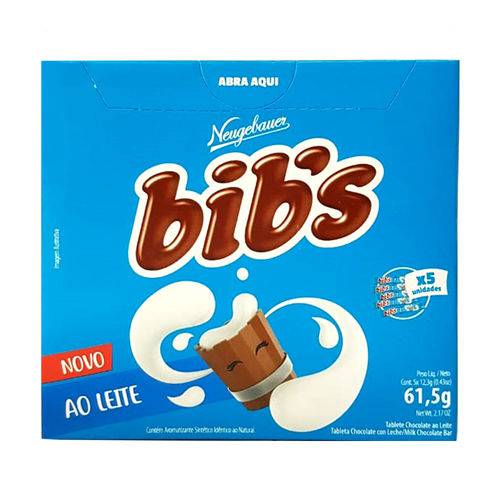 Tablete de Chocolate ao Leite Bibs C/5 - Neugebauer