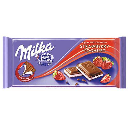 Tablete de Chocolate Joghurt Morango 100g - Milka
