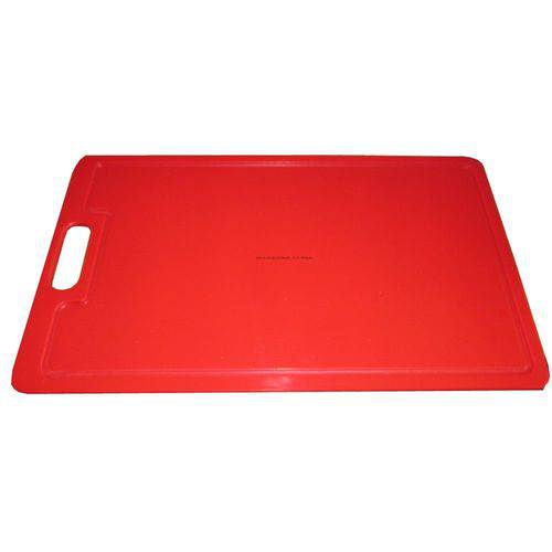Tabua Placa de Corte 49,5 X 29,5cm em Polietileno Vermelho Pegador