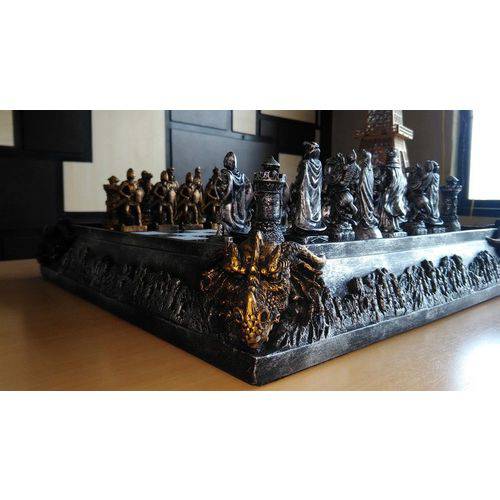 Tabuleiro xadrez luxo cavaleiros medievais 3d 32 pecas