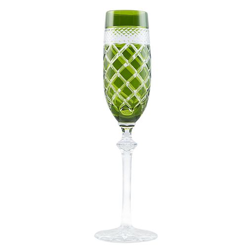 Taça Champagne Cristal Verde Oliva