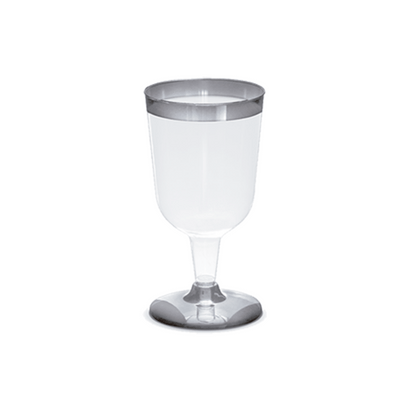 Taça de Acrílico para Vinho Descartável de Luxo de 200ml C/12 Un Silver Plastic