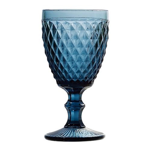 Taça para Água em Vidro Azul 260ml Bico de Abacaxi Lyor
