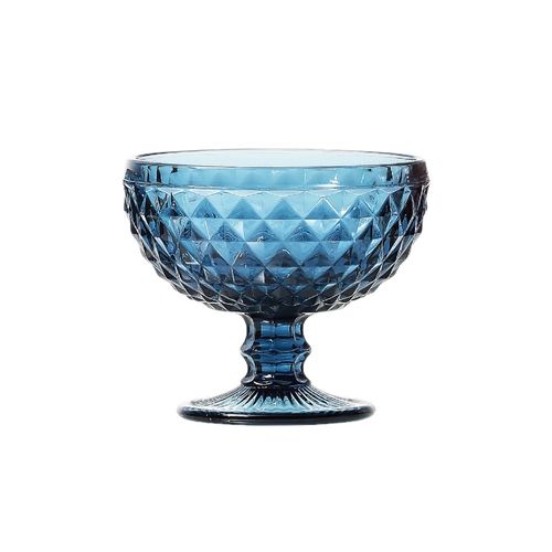 Taça para Sobremesa em Vidro Azul 310ml Bico de Abacaxi Lyor