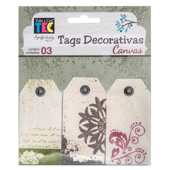 Tags Decorativas Toke e Crie TDC001 Canvas Floral