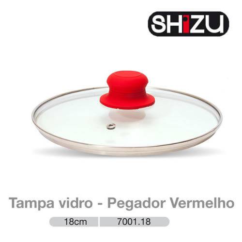 Tampa de Vidro Temperado com Pegador Vermelho 18cm Shizu