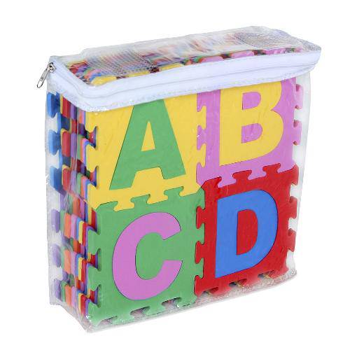 Tapete Alfabetonumerico - Eva - 36 Peças - Embalagem com Ziper Colorido Carlu Brinquedos