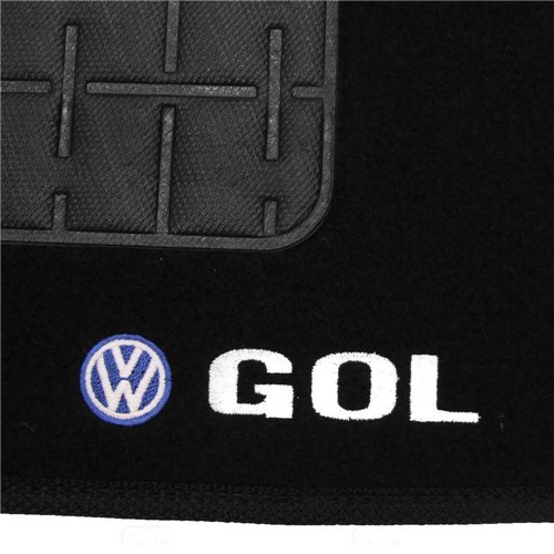 Tapete Carpete Gol G5 G6 Preto 2008 à 2016 Logo Bordado Volkswagen