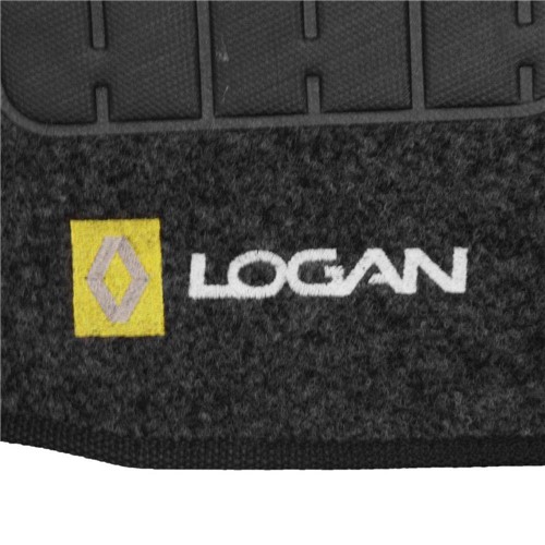 Tapete Carpete Logan Grafite 2007 2008 2009 2010 2011 2012 2013 2014 Logo Bordado 2 Lados Dianteiro