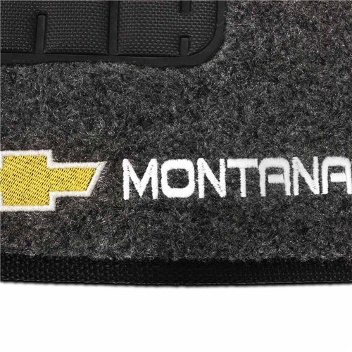 Tapete Carpete Montana Grafite 2003 à 2010 Logo Bordado Chevrolet 2 Lados Dianteiro
