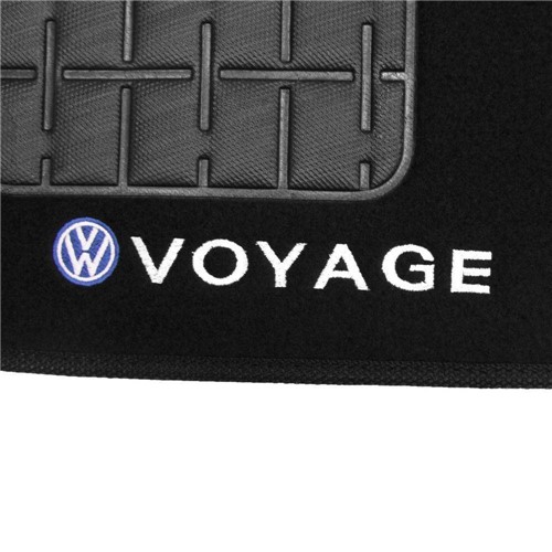 Tapete Carpete Voyage G5 G6 Preto 2009 2010 2011 2012 2013 Logo Bordado Volkswagen 2 Lados Dianteir