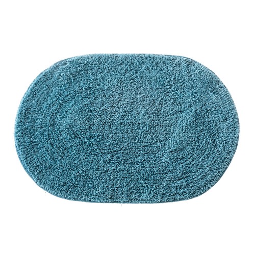 Tapete de Banheiro Oval Corttex Victoria - 100% Algodão Attuale - Azul Claro