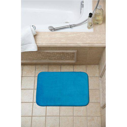 Tapete de Banheiro Soft 040x060 Azul: Microfibra com Memória - Loani