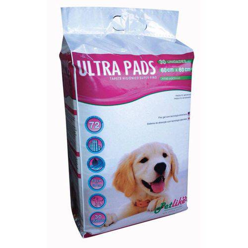 Tapete Higiênico Petlike Ultra Pads para Cães 60x60cm 30 Unidades