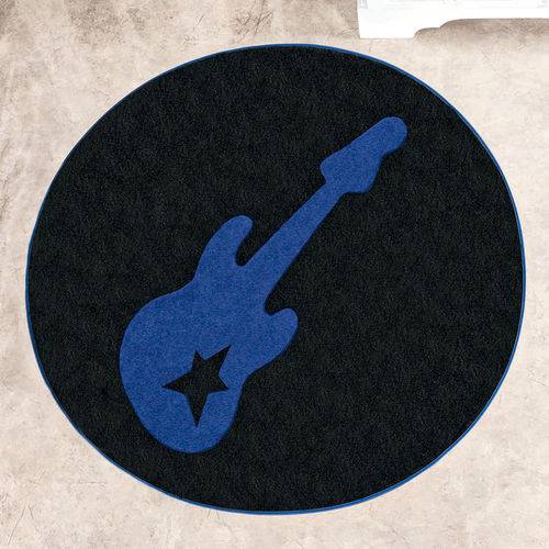 Tapete para Quarto Infantil Guitarra Redondo 1,10m Azul