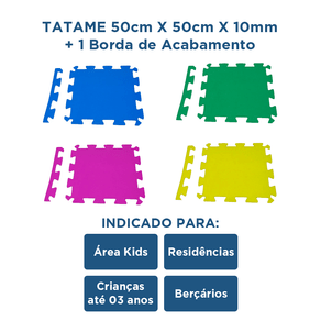 Tatame 50cm X 50cm X 10mm + 1 Borda Acabamento - Kids Light Sortido