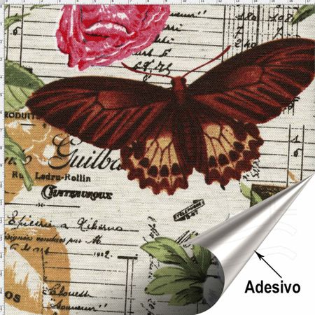 Tecido Adesivo Impermeável - Linho Floral 002 (45x70)