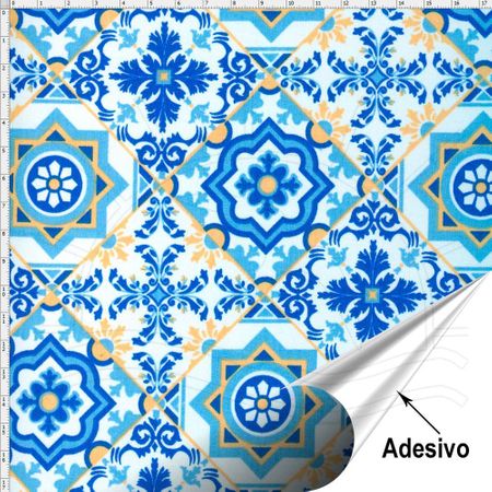 Tecido Adesivo para Patchwork - Azulejo (45x70)
