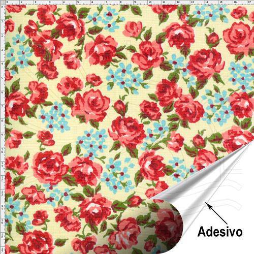 Tecido Adesivo para Patchwork - Flor e Frutos 039 (45x70)