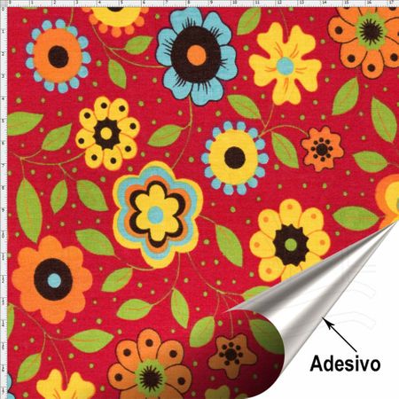 Tecido Adesivo para Patchwork - Flor e Frutos 100 (45x70)