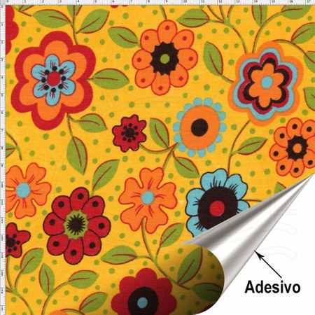 Tecido Adesivo para Patchwork - Flor e Frutos 101 (45x70)