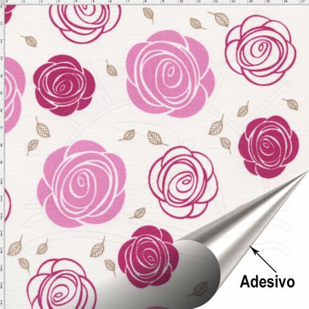 Tecido Adesivo para Patchwork - Rosas Estilizadas 121 (45x70)