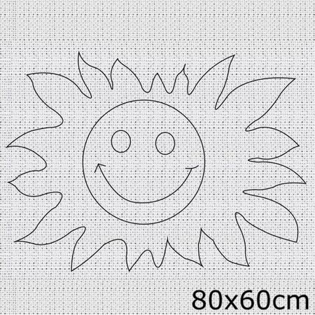 Tecido Algodão Cru Riscado para Ponto Russo 80x60cm - Travesseiro Sol