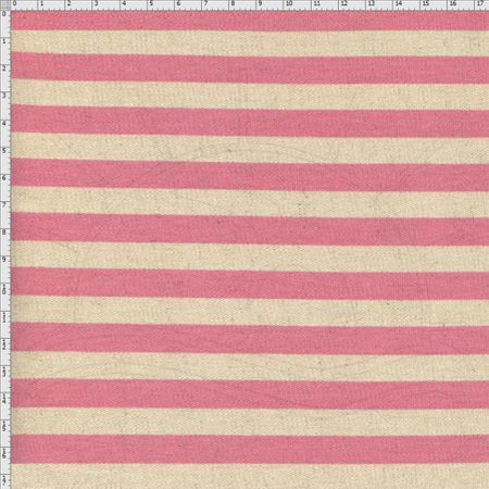 Tecido Blend de Linho para Patchwork - Coeurs Listrado Rosê (0,50x1,40)